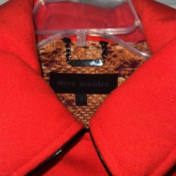 Steve Madden peacoat coat jacket red and black size large NWT winter dressy - Picture 2 of 13